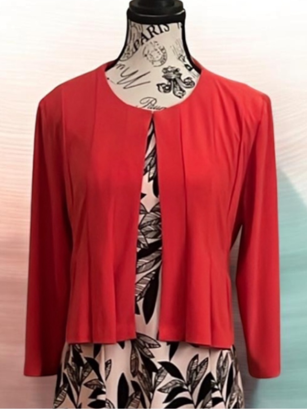 Danny & Nicole Dress Jacket 3/4 Sleeve in Warm Red Size 10